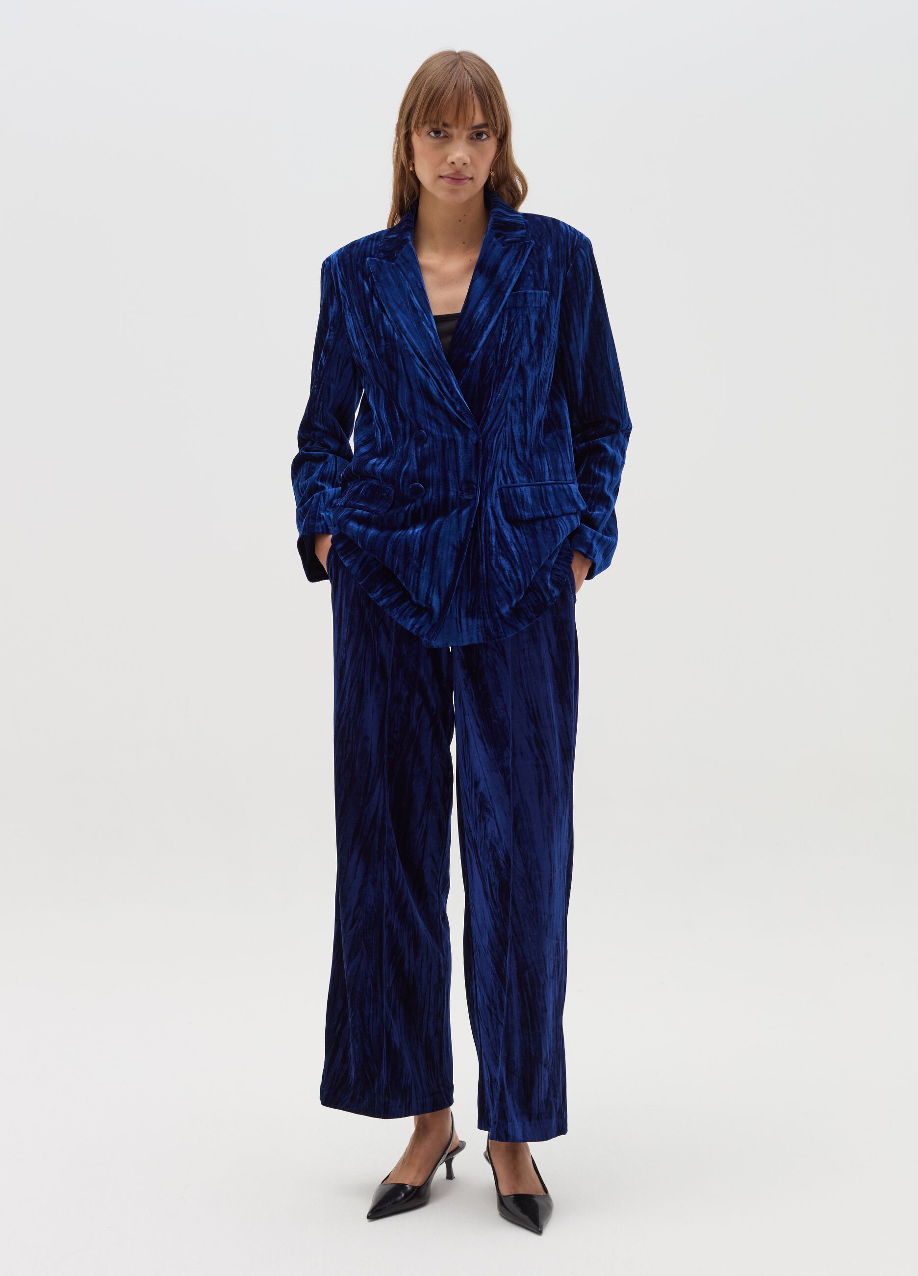 Wide-leg trousers in velvet
