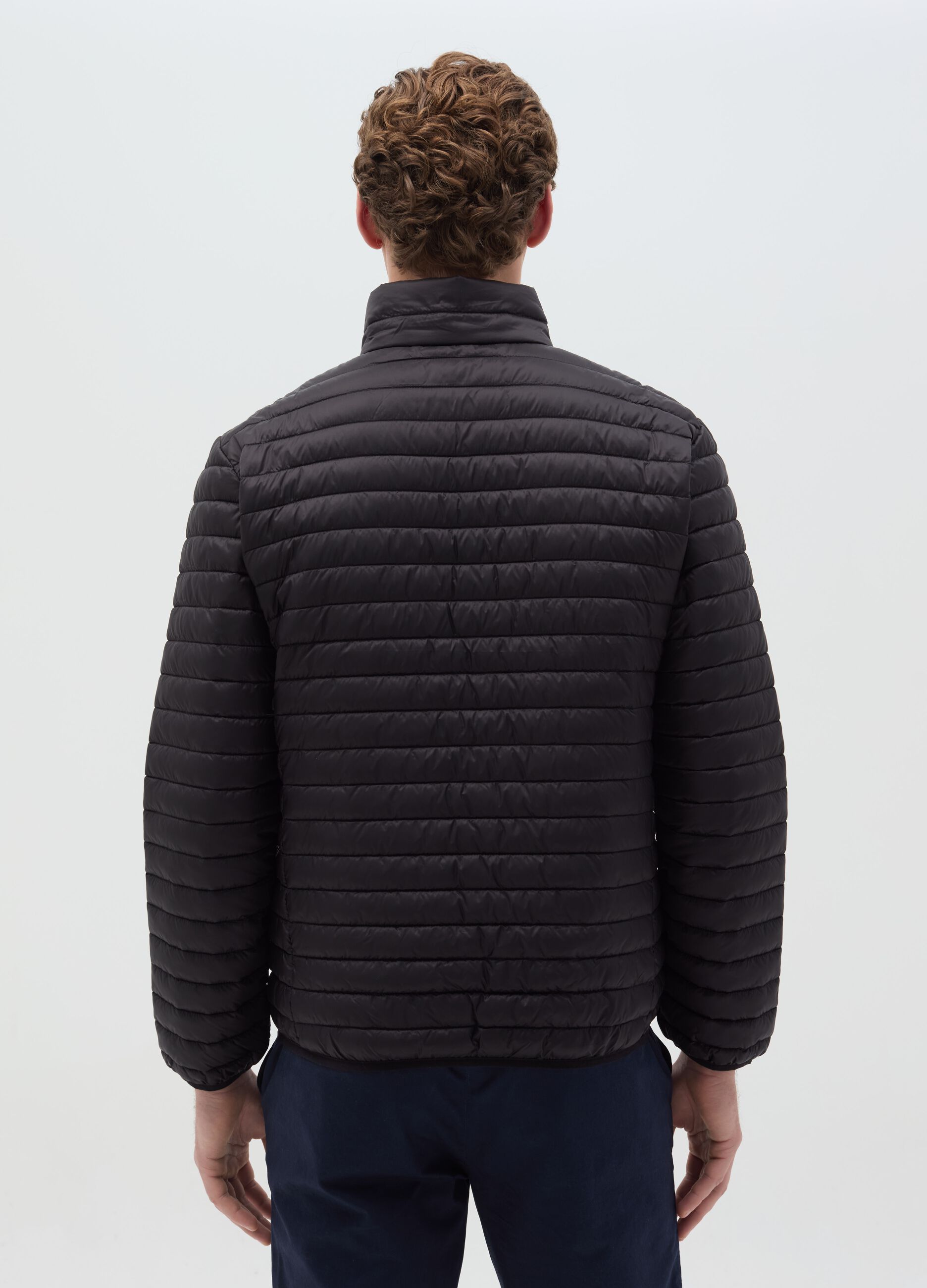Full-zip ultralight quilted down jacket