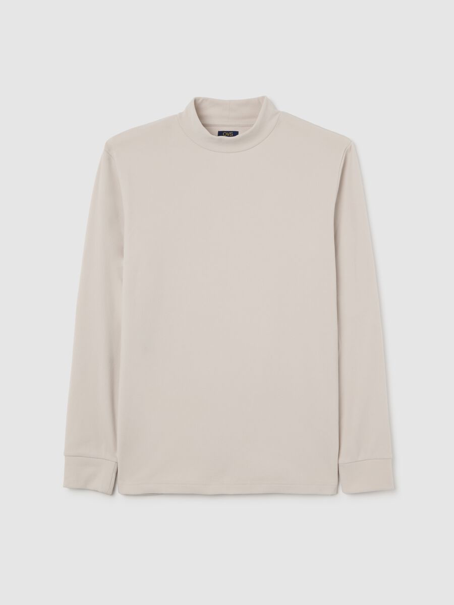 Beige fleece regular fit sweatshirt_4