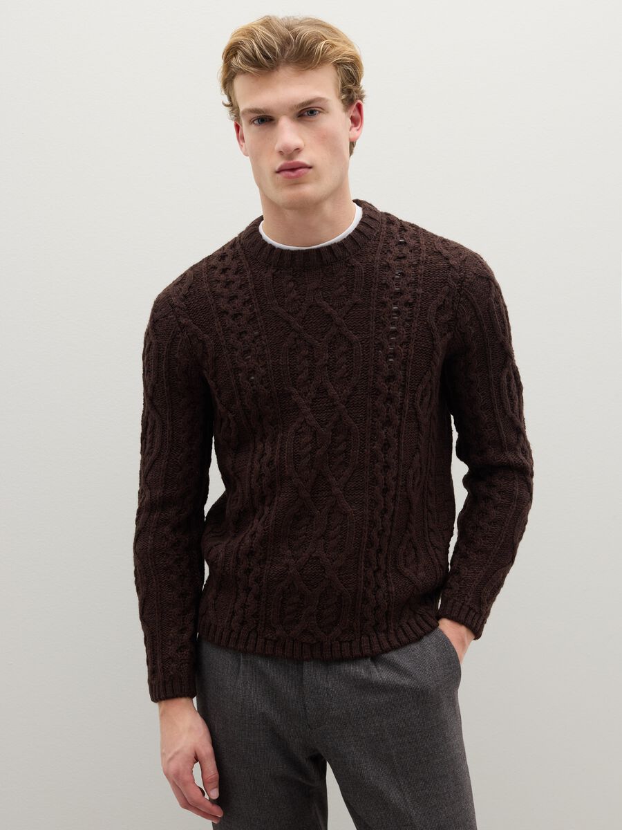 Brown regular fit tricot jumper_1