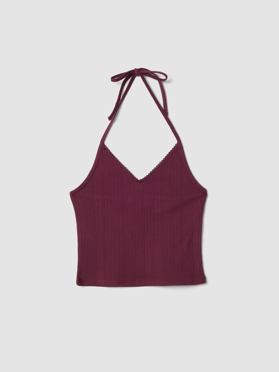 Purple ribbed pure cotton top_4