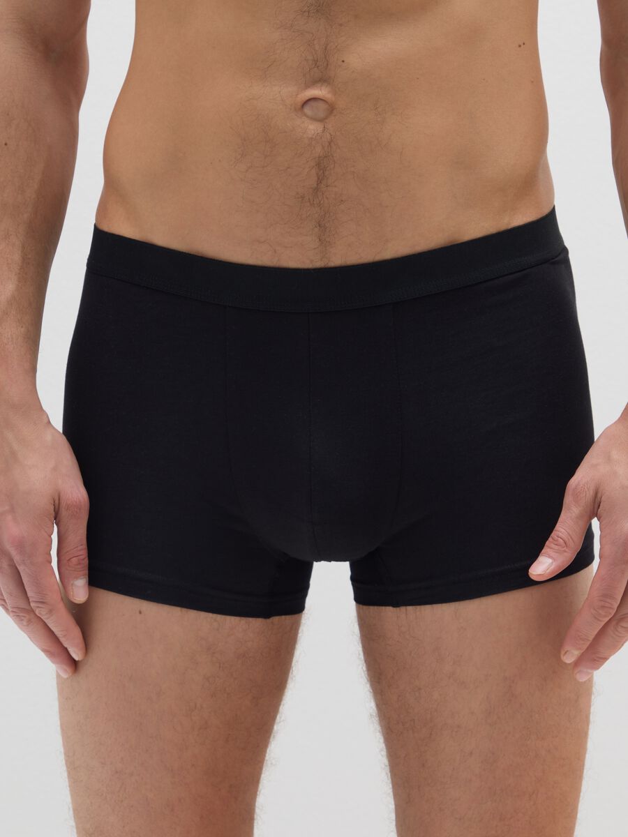 Tripack stretch cotton black boxer shorts regular fit_1