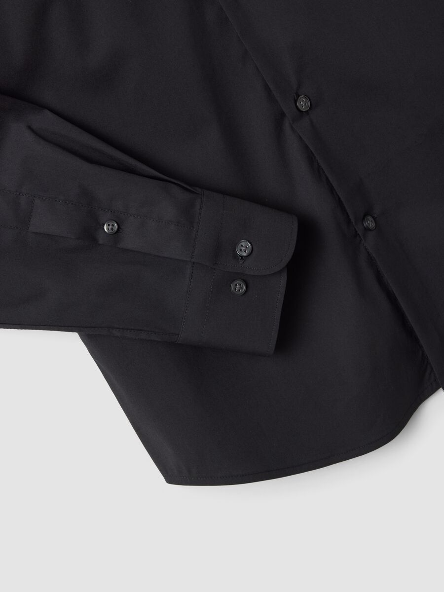 Black slim-fit stretch cotton poplin shirt_2