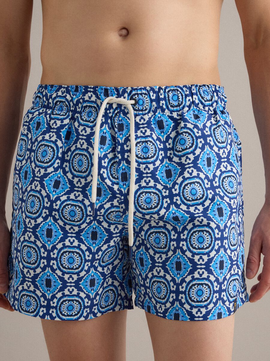 Boxer mare blu con fantasia con elastico in vita_1