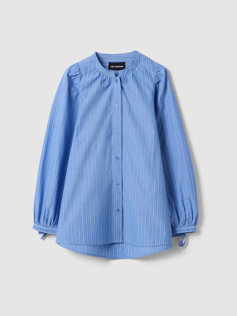 Multicolour striped pure cotton shirt with regular fit and Mandarin collar_4