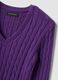 Purple pure cotton cable-knit jumper with deep V-neck_5