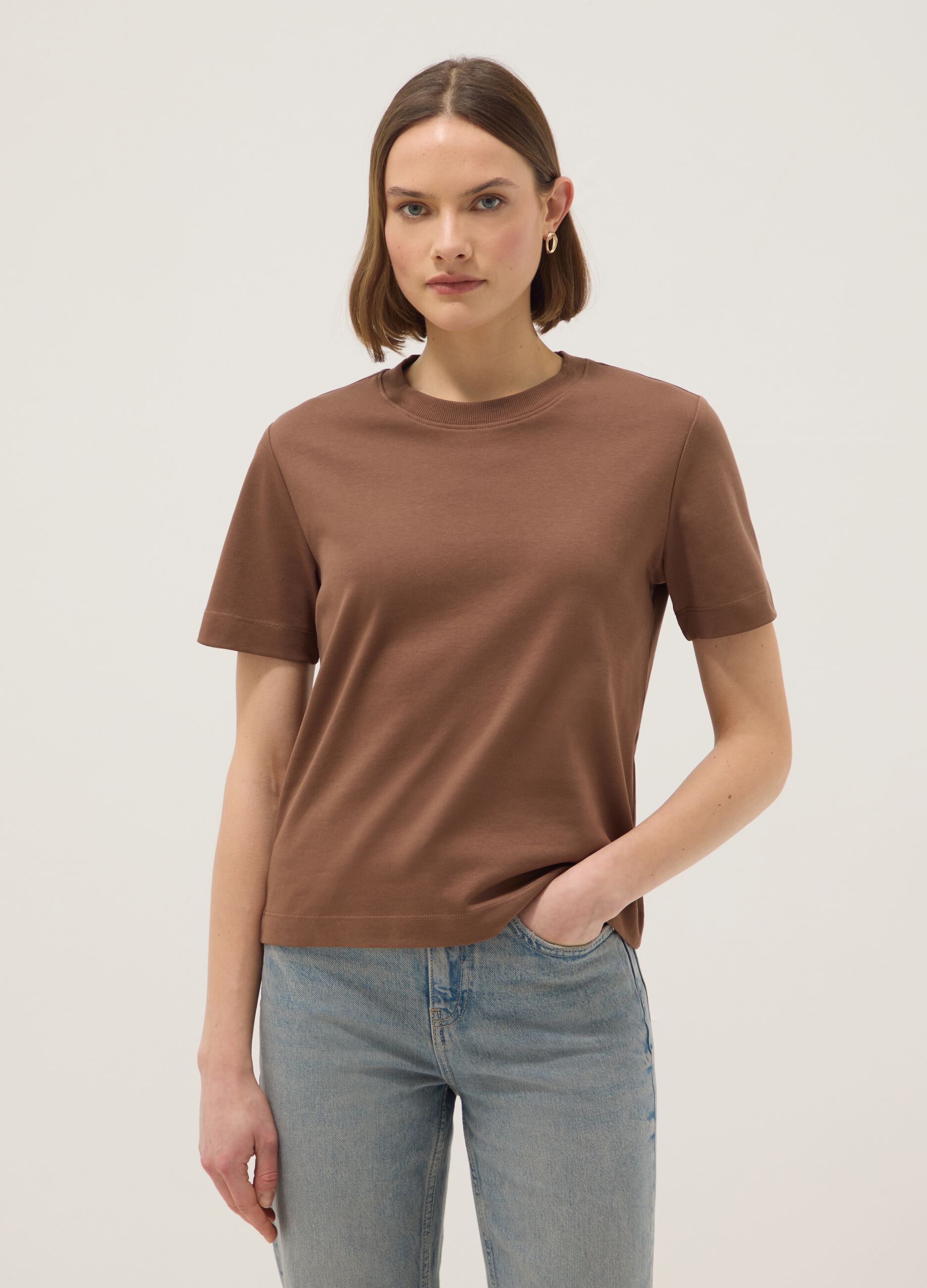 T-shirt The Iconic Tee marrone in puro cotone relaxed fit