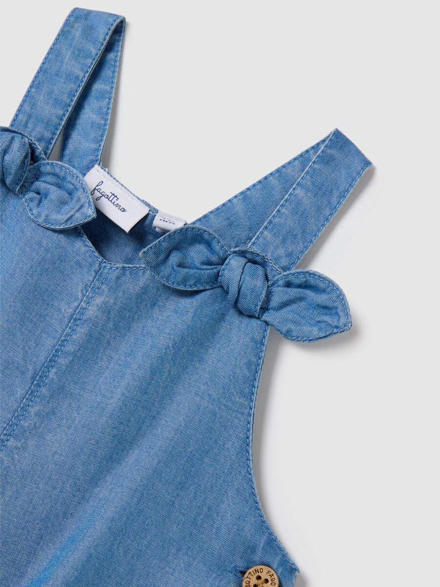 Denim Dungarees with Lyocell Ruffles for Babies_2