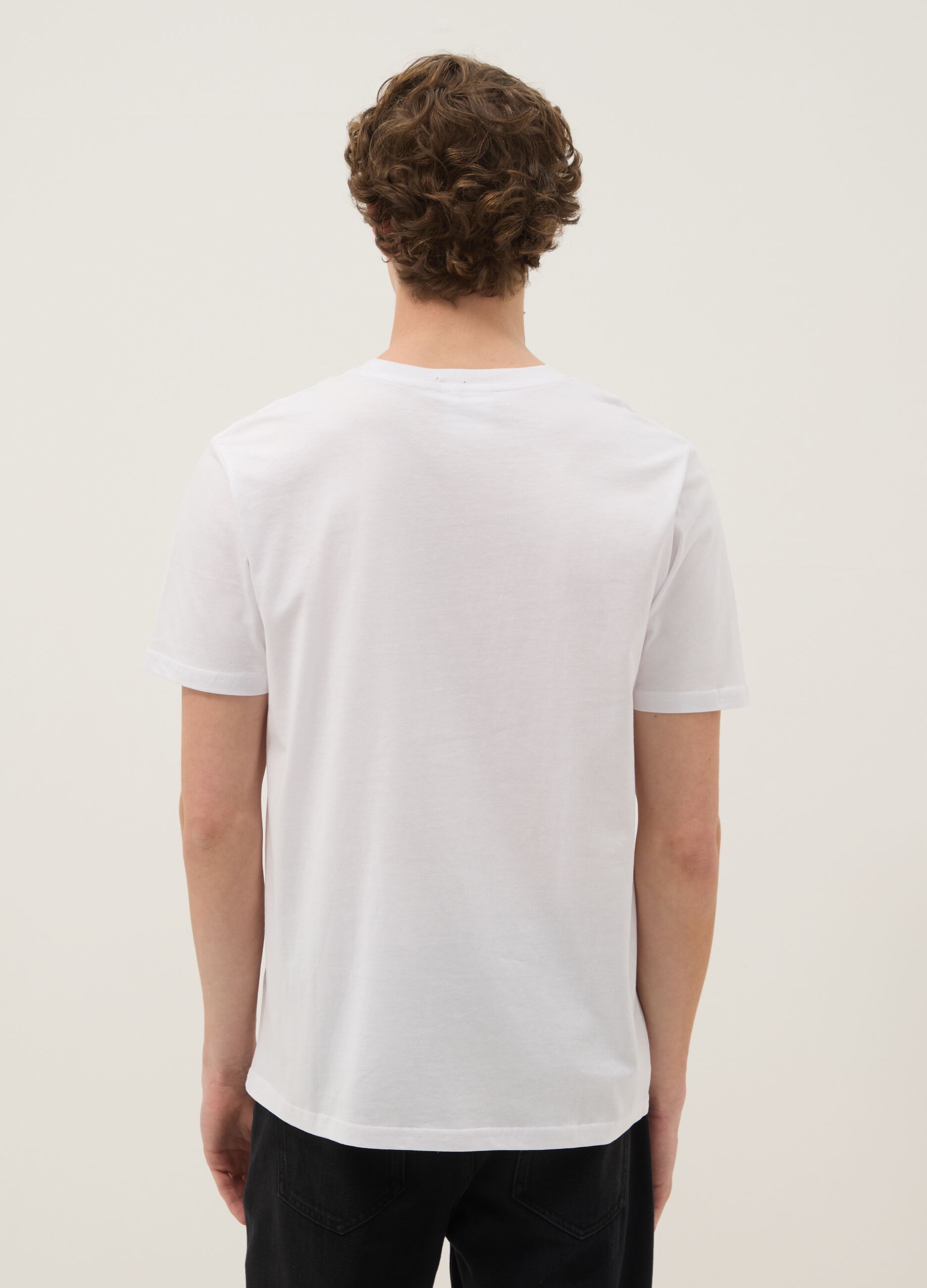 White pure cotton regular fit T-shirt with Honda print