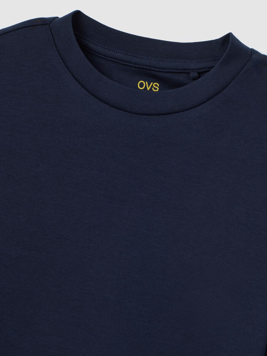 Long-sleeve blue cotton top for kids with regular fit_2