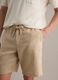 Beige pure linen Bermuda shorts with elasticated waist_3