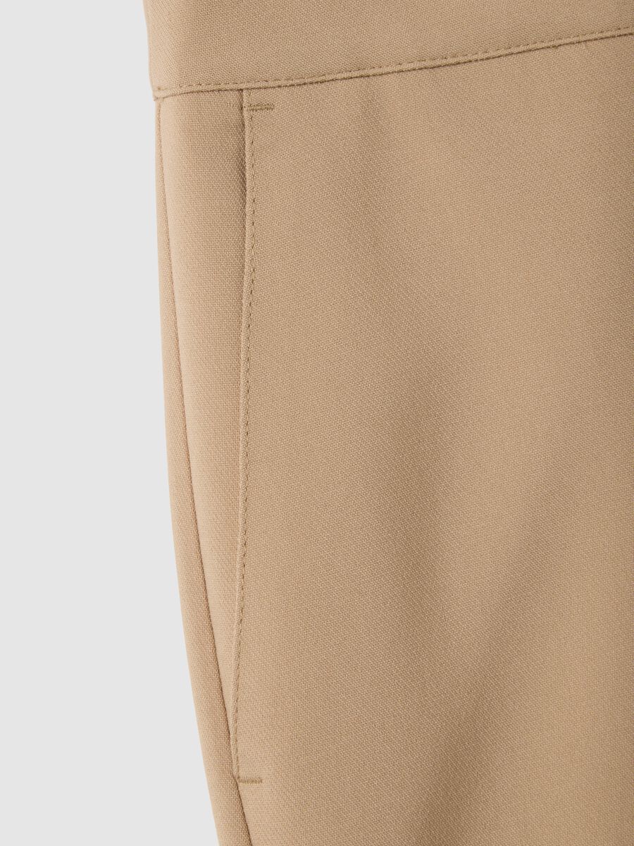 Beige Blend Regular Fit Trousers_1