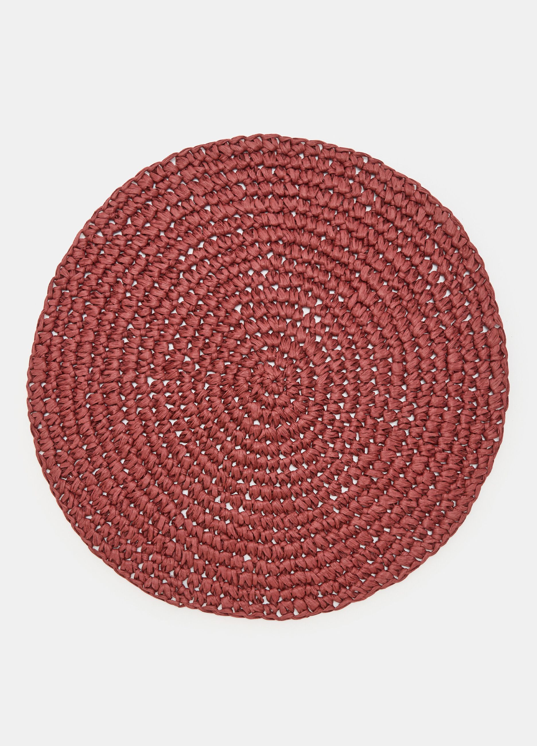 Solid colour round tablecloth in raffia