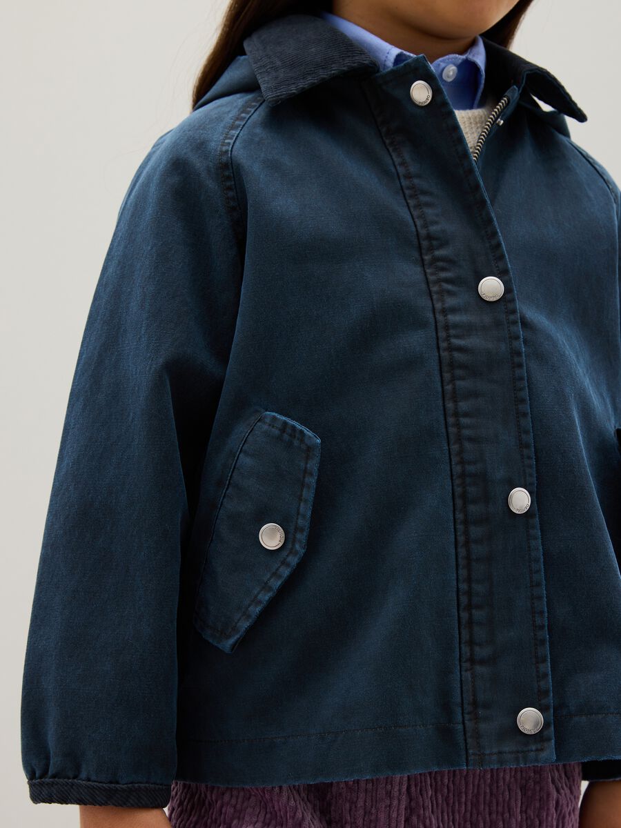 Girls' blue cotton blend jacket with regular fit_2