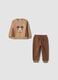 Brown organic cotton-blend jogging set with Mickey print_0