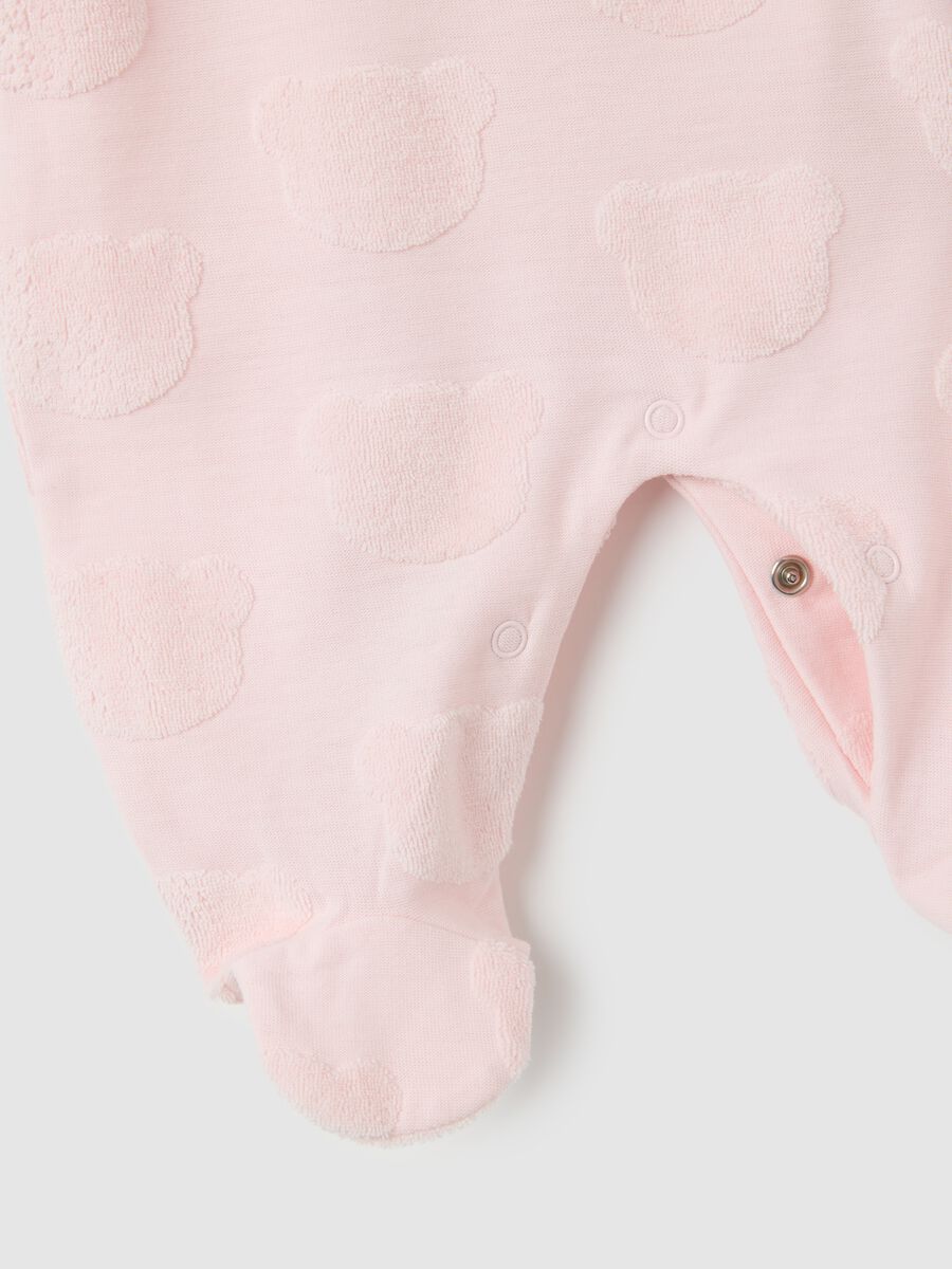 Pink pure cotton baby bodysuit with collar_3