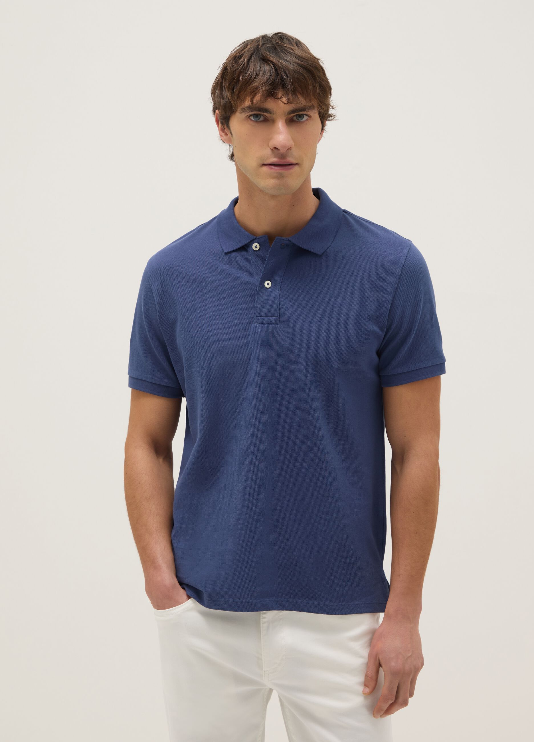 Blue pure cotton polo regular fit