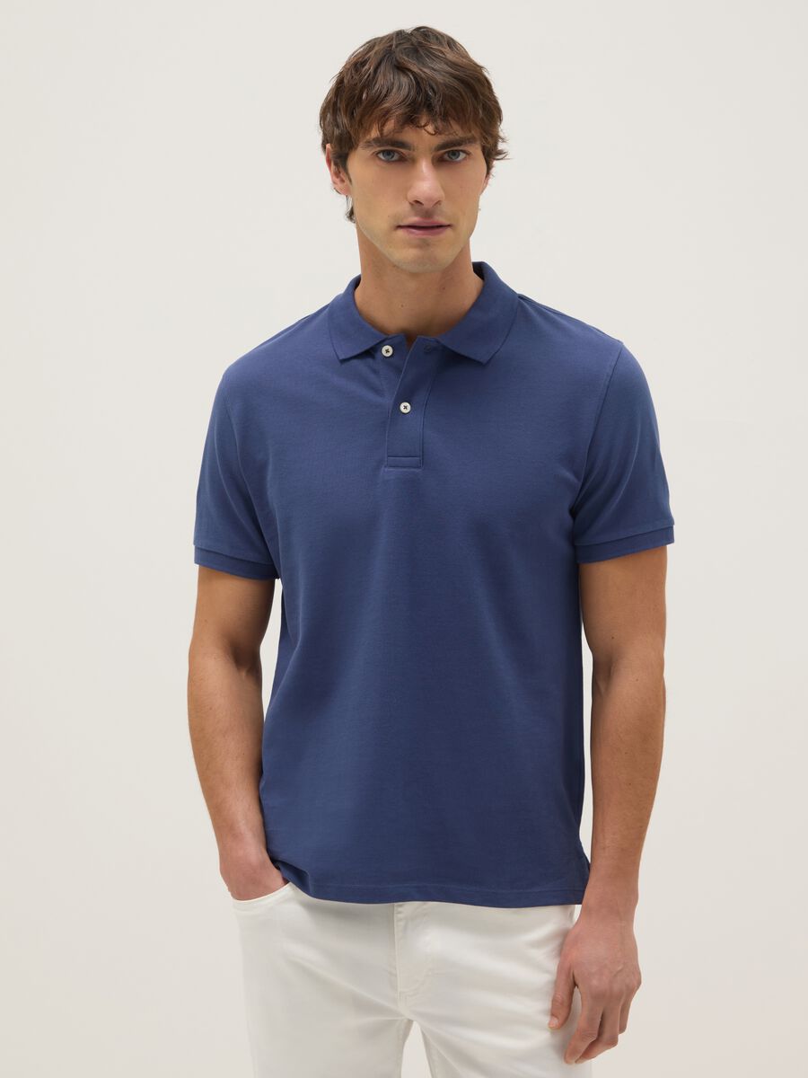 Blue pure cotton polo regular fit_0