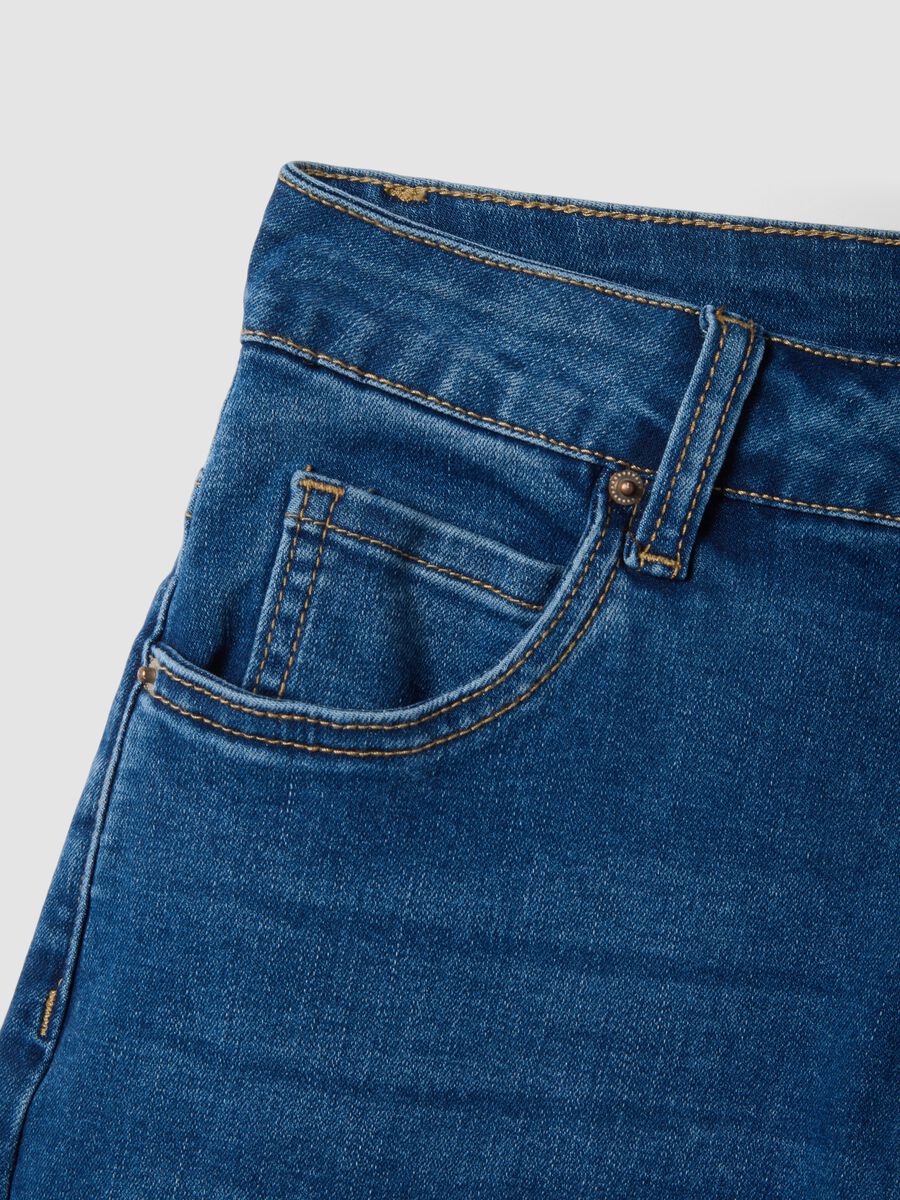 Stretch Blue Denim Cotton Blend Trousers Regular Fit_5