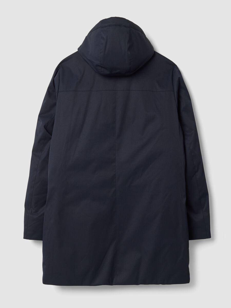 Giaccone imbottito blu con cappuccio regular fit idrorepellente_1