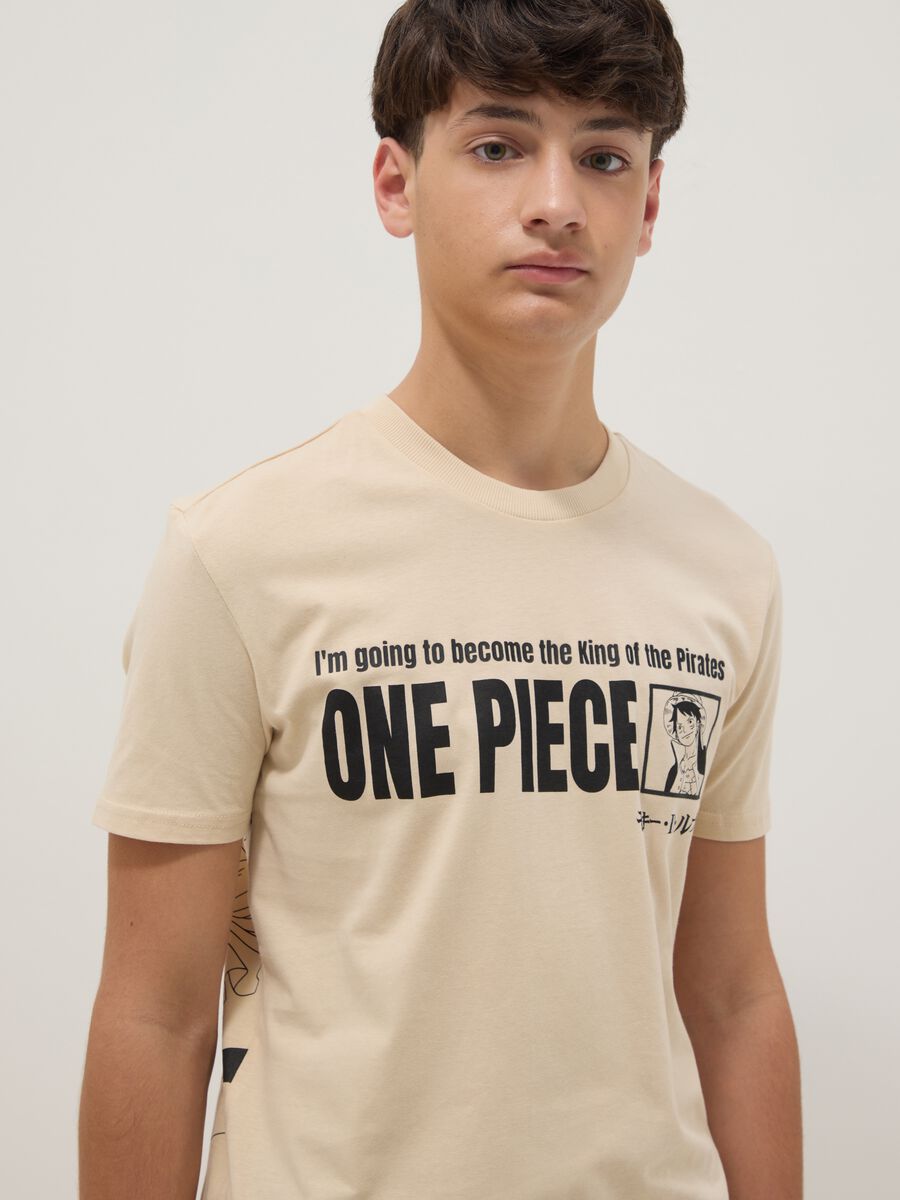 T-shirt beige in puro cotone a maniche corte_2