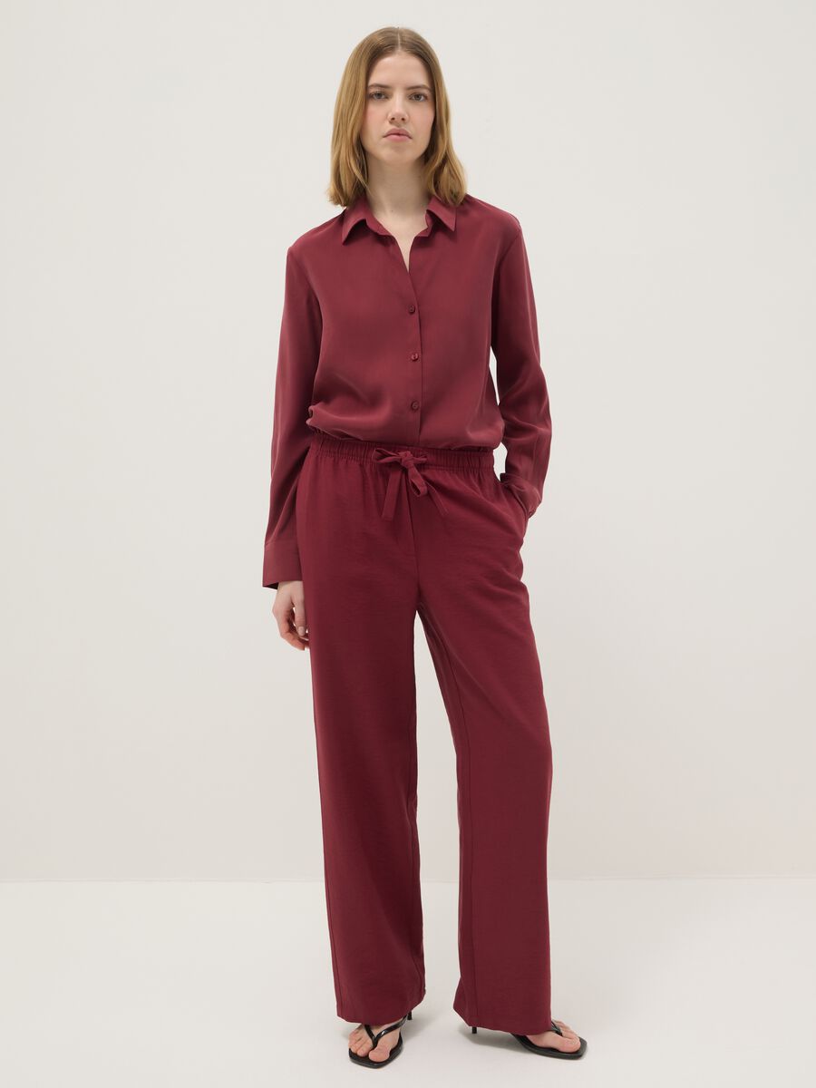 Wide Red Trousers in Viscose Blend_0
