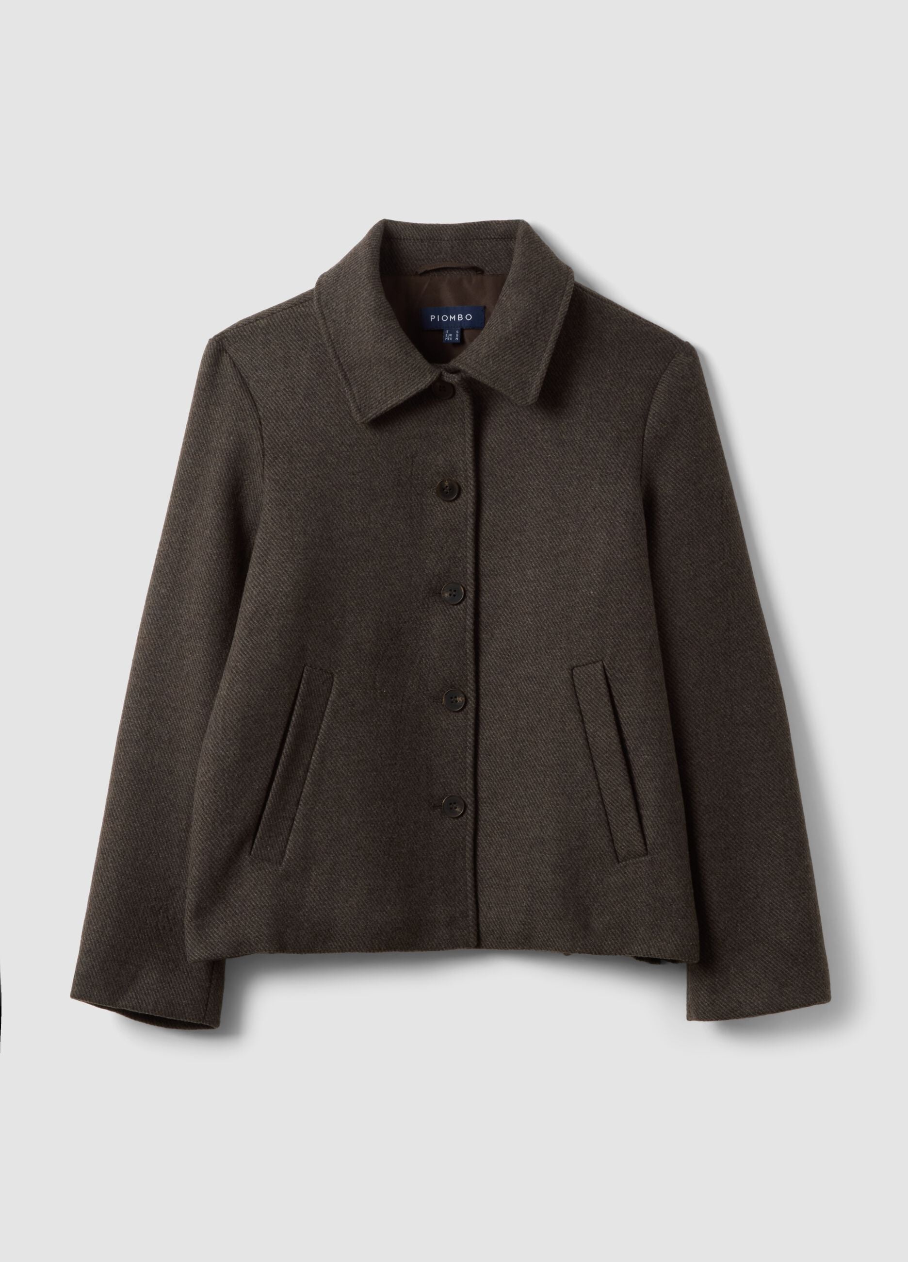 Brown wool and viscose-blend regular-fit blazer