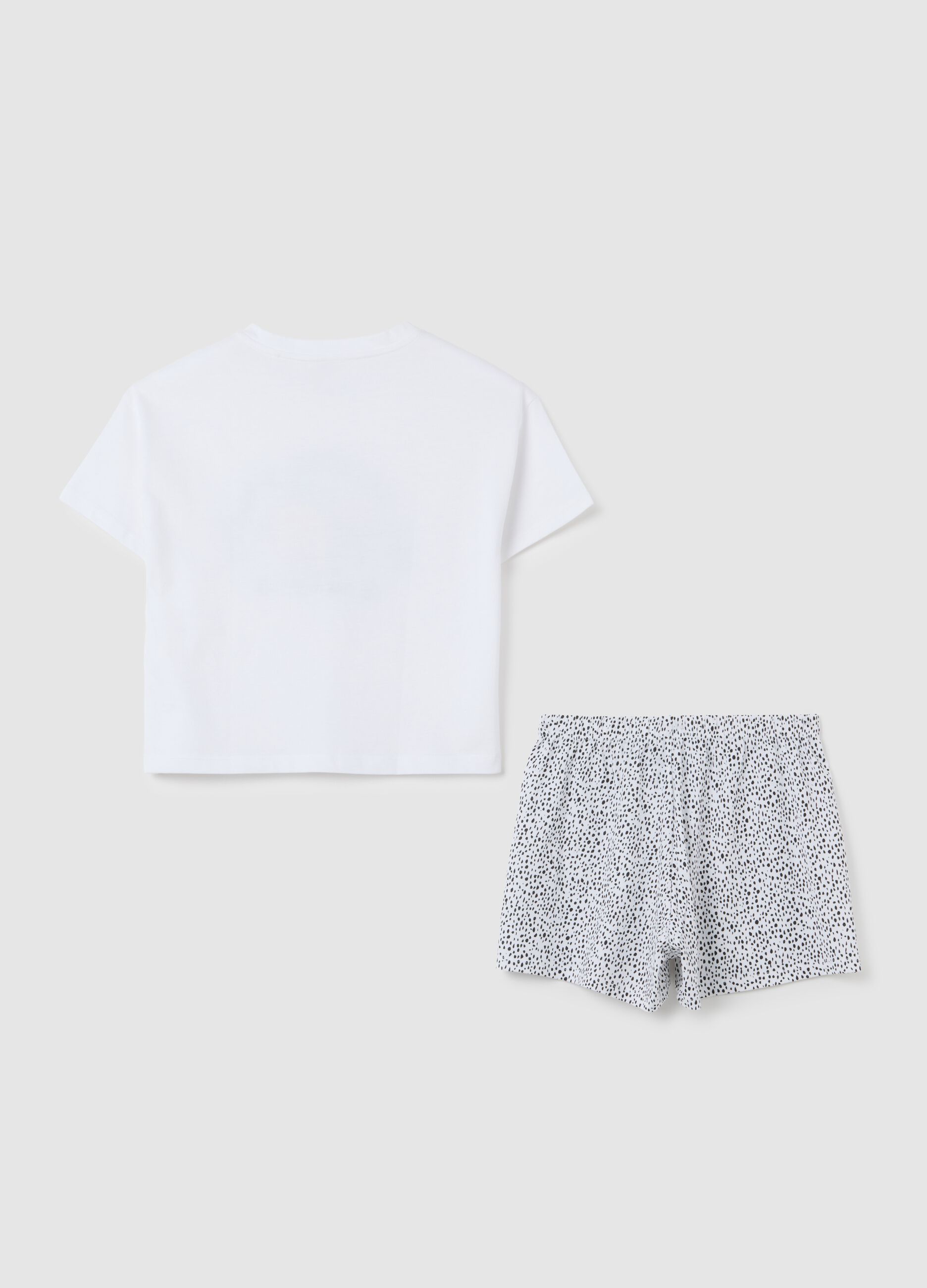 Set pigiama da ragazze in puro cotone bianco regular fit