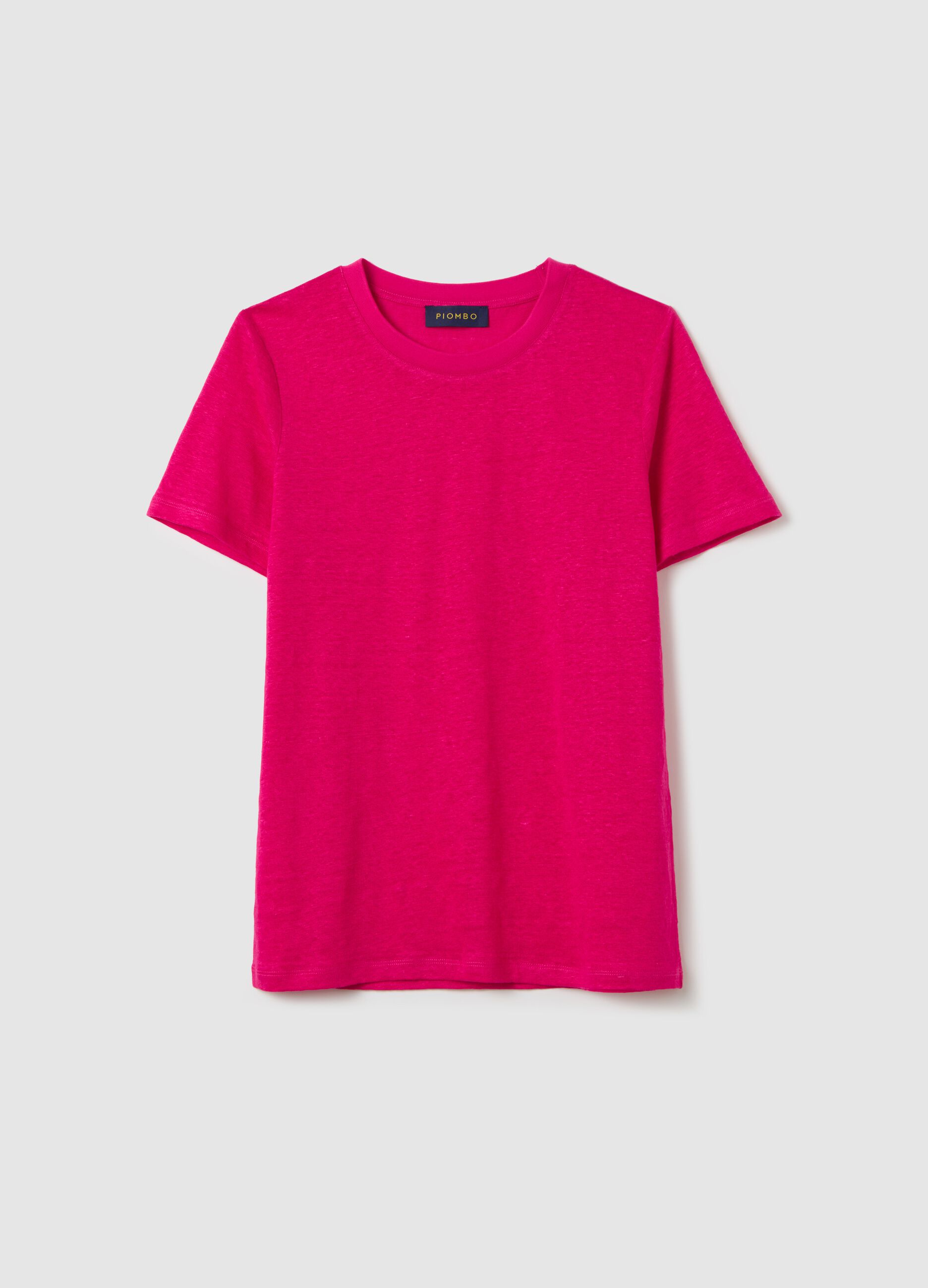 Linen T-shirt with round neck