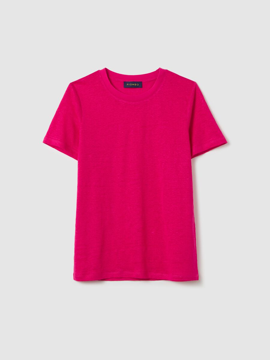 Linen T-shirt with round neck_4