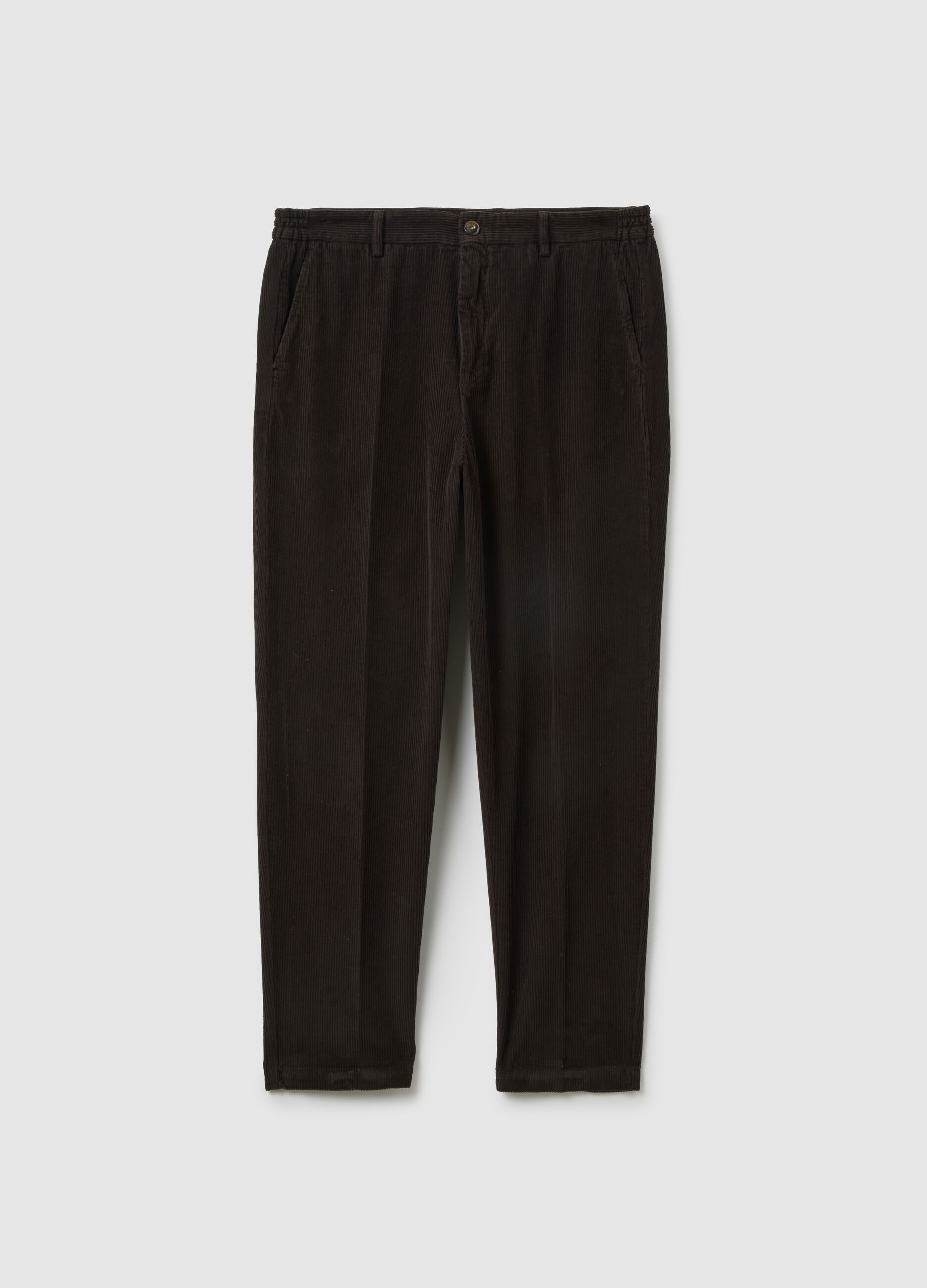 Brown corduroy chinos in pure cotton regular fit