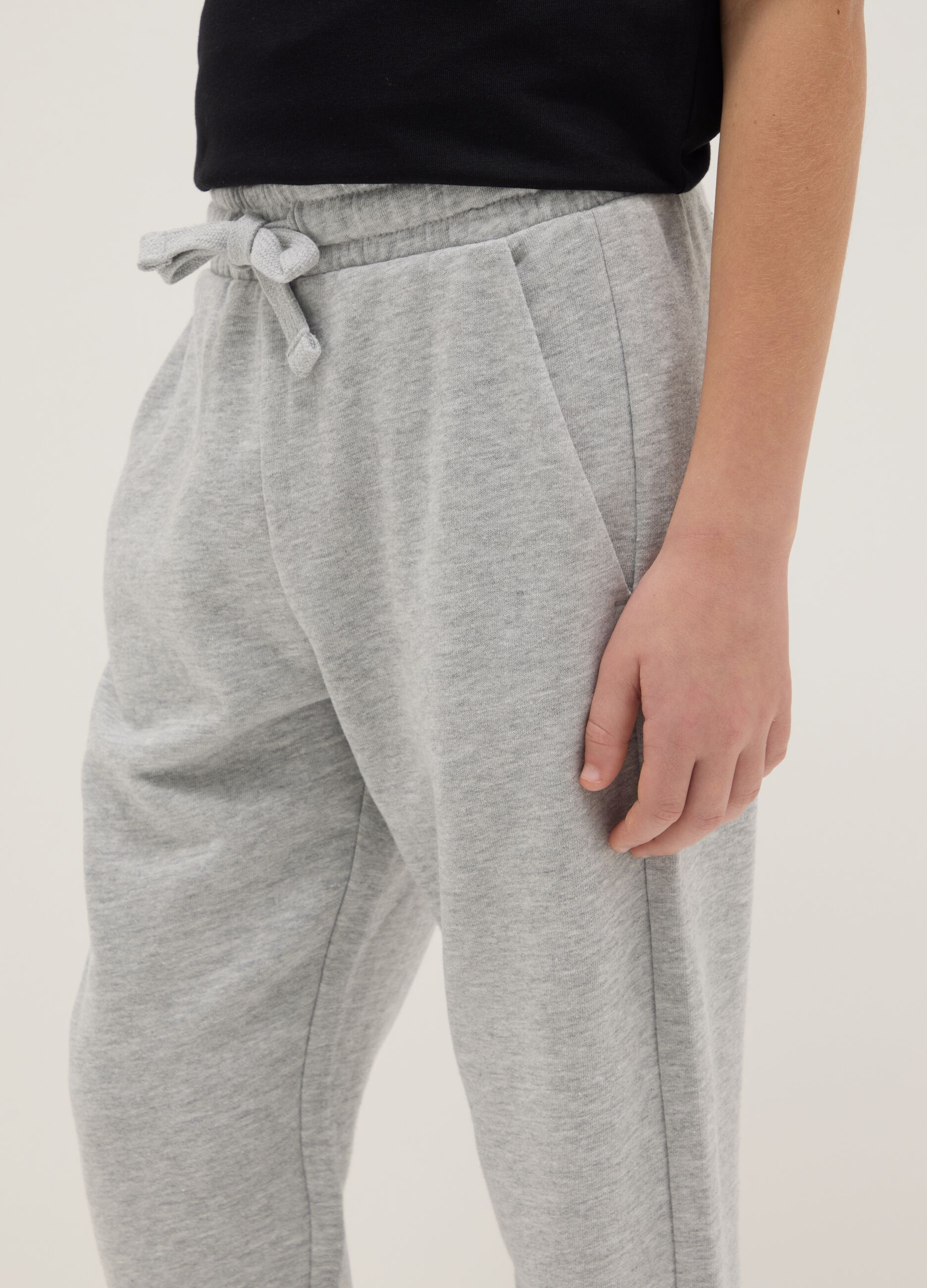 Boy's grey jogger trousers in pure cotton regular fit