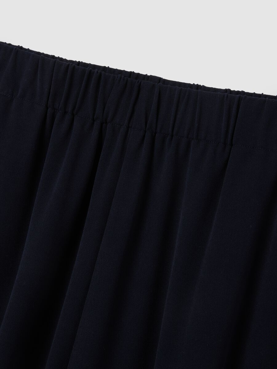 Blue Stretch Fabric Palazzo Trousers with Relaxed Fit_5