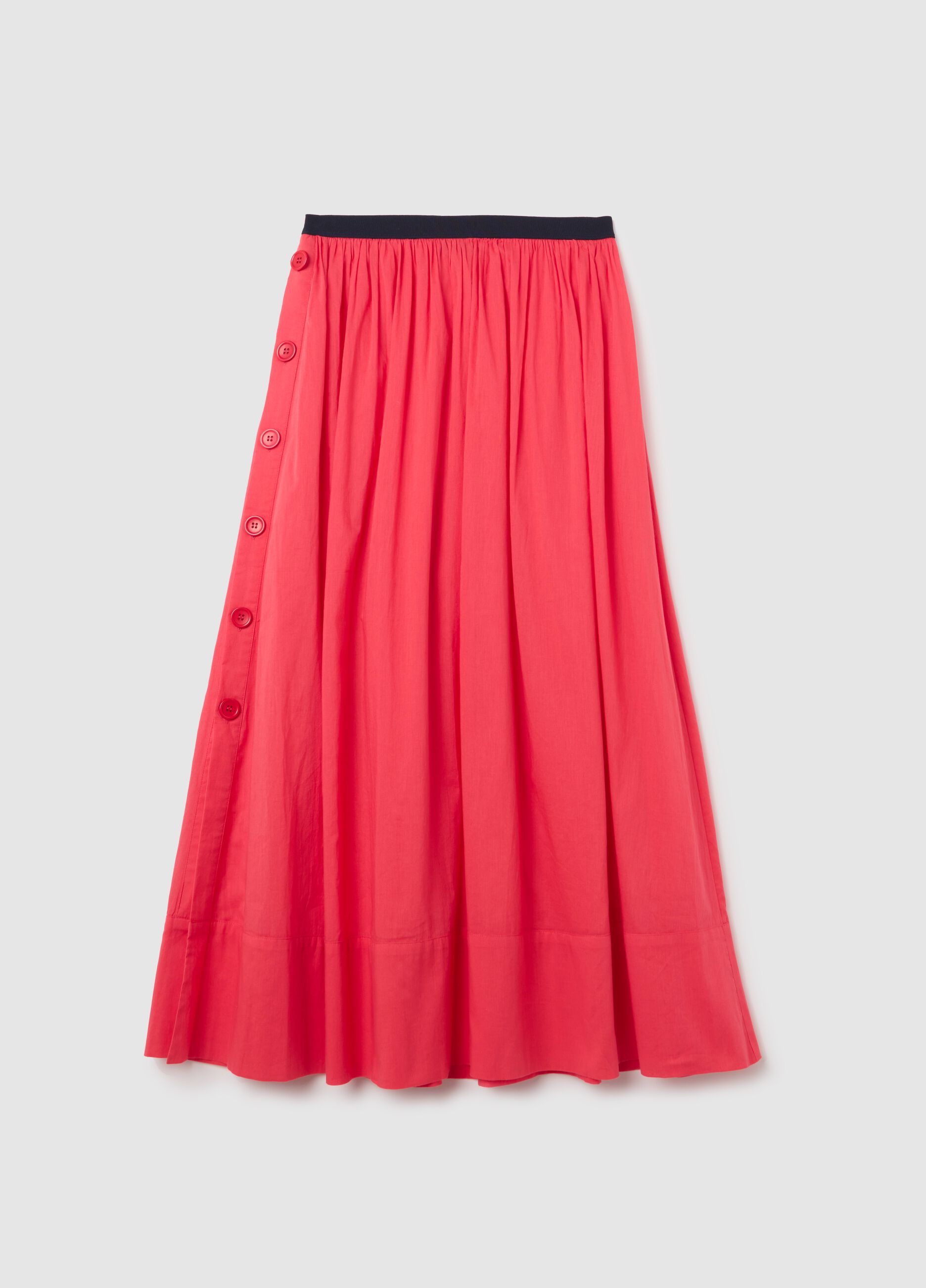 Red cotton midi skirt