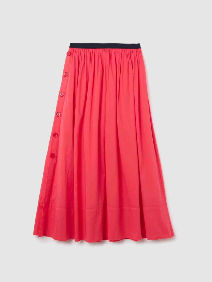Red cotton midi skirt_4