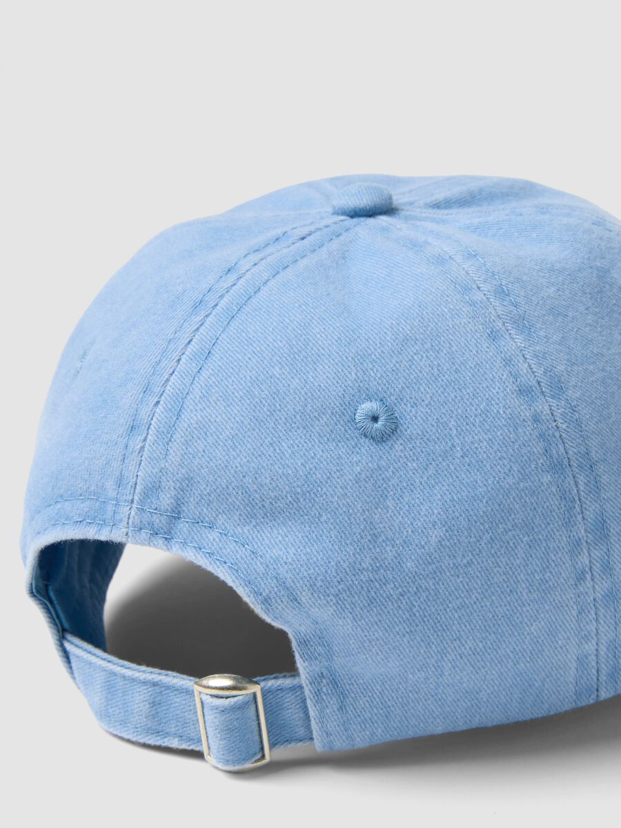 Sky blue pure cotton baseball cap with embroidered phrase_2