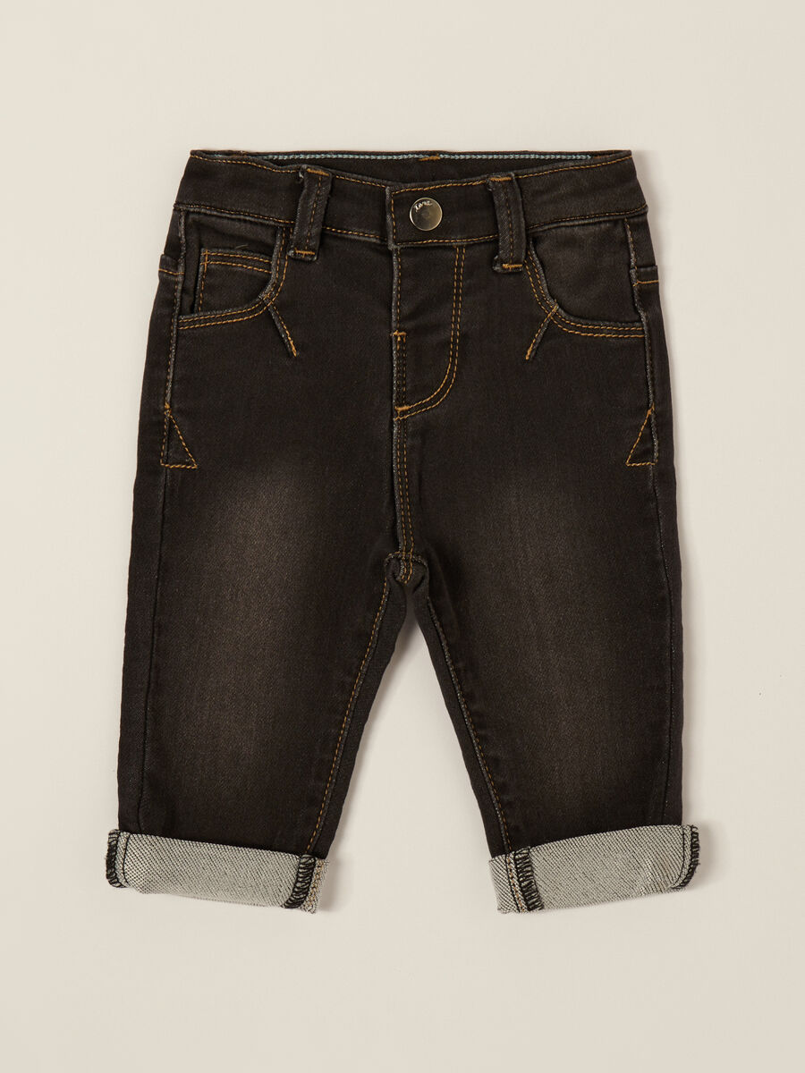 Brown baby trousers with pockets and cuffs_0