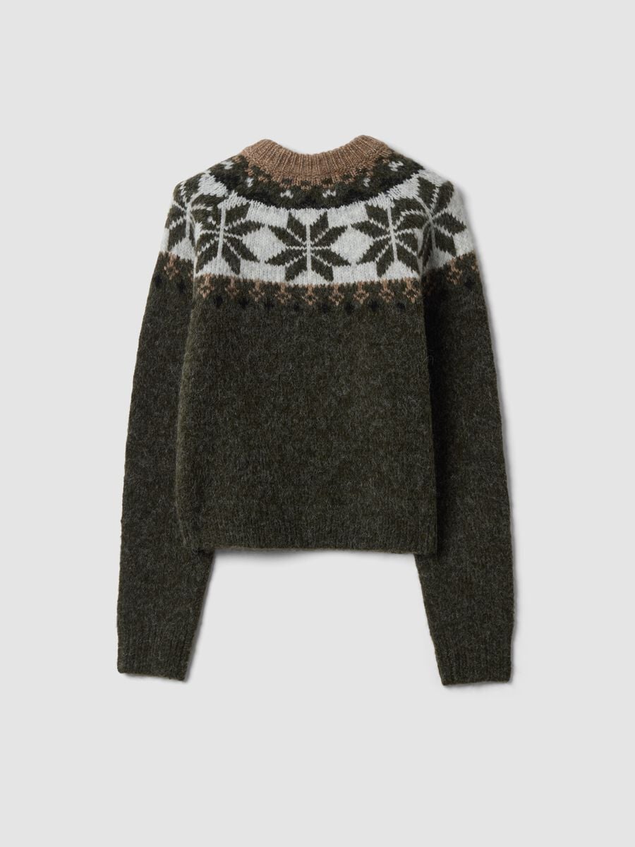 Brown wool-blend jumper with jacquard mock neck_2
