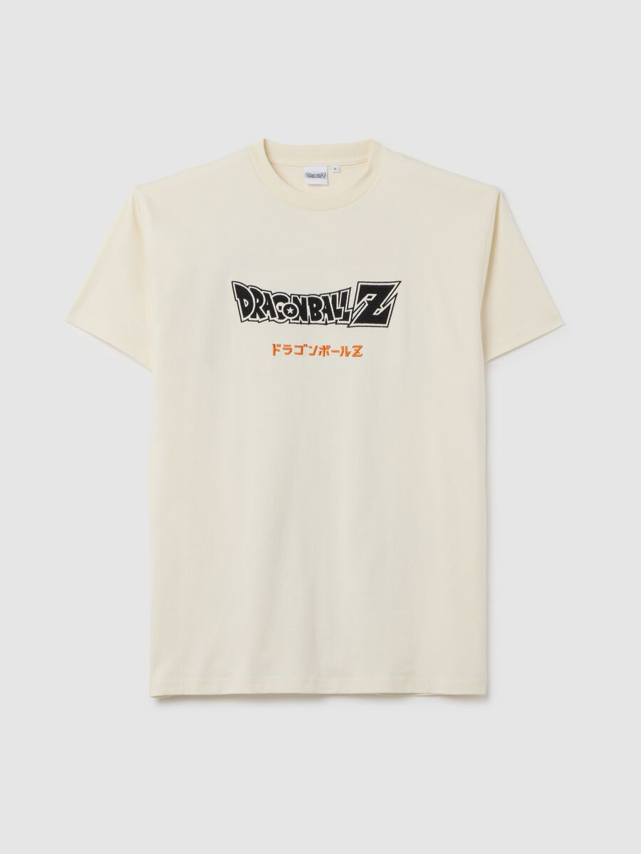 T-shirt in puro cotone beige con logo Dragonball_4