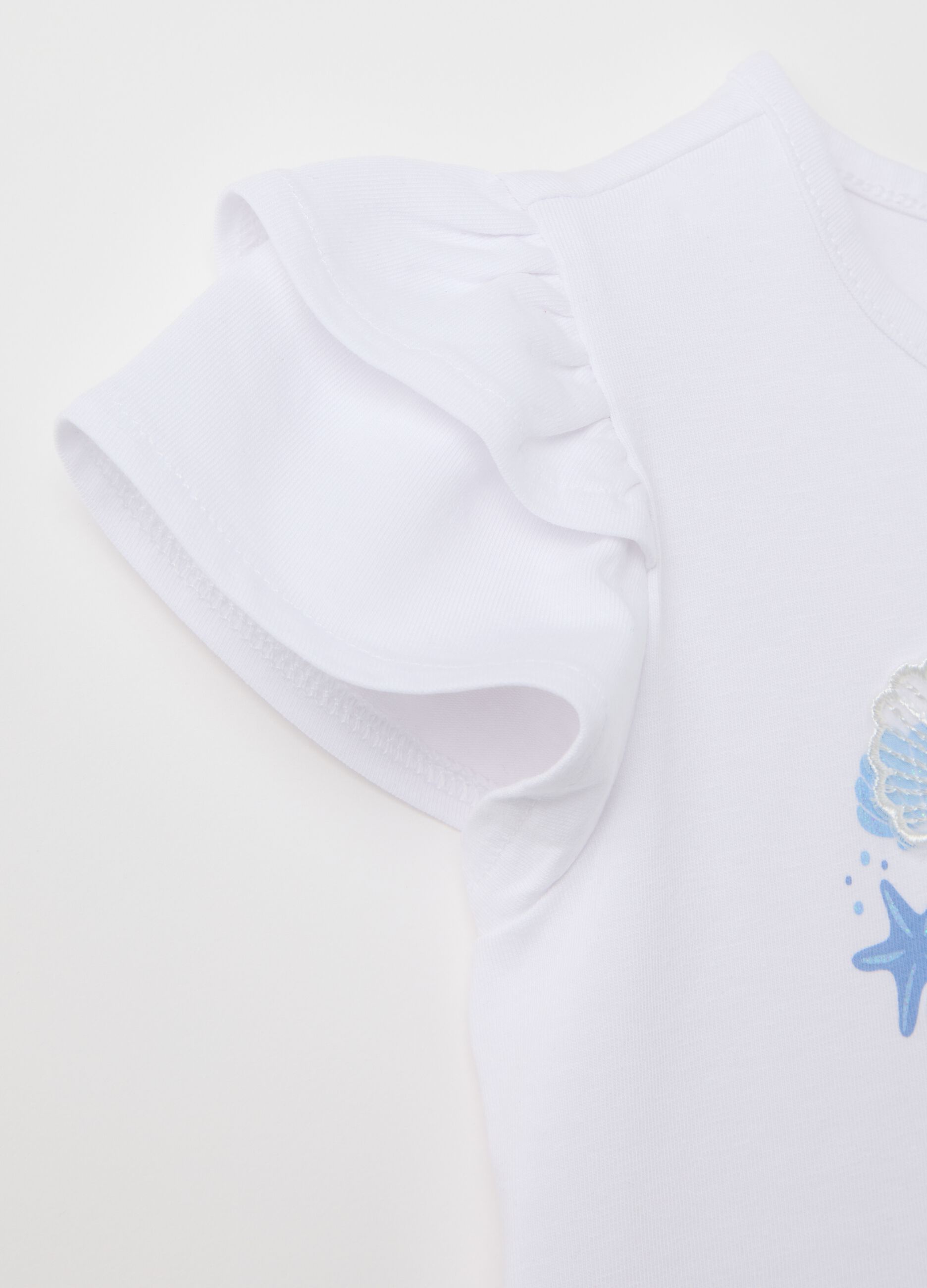 Girls’ top in white stretch cotton with regular fit