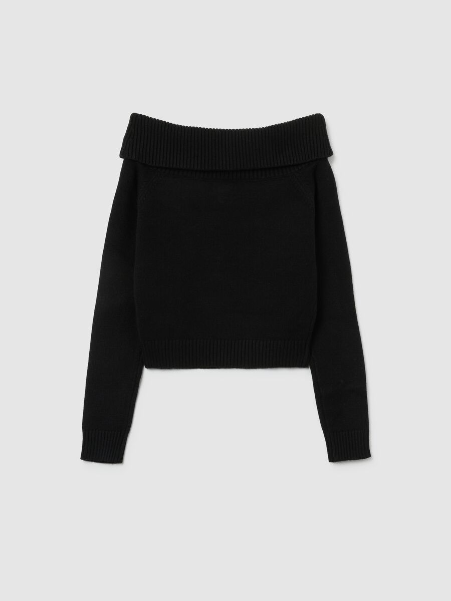 Black sweater with shawl collar for girls regular fit_4