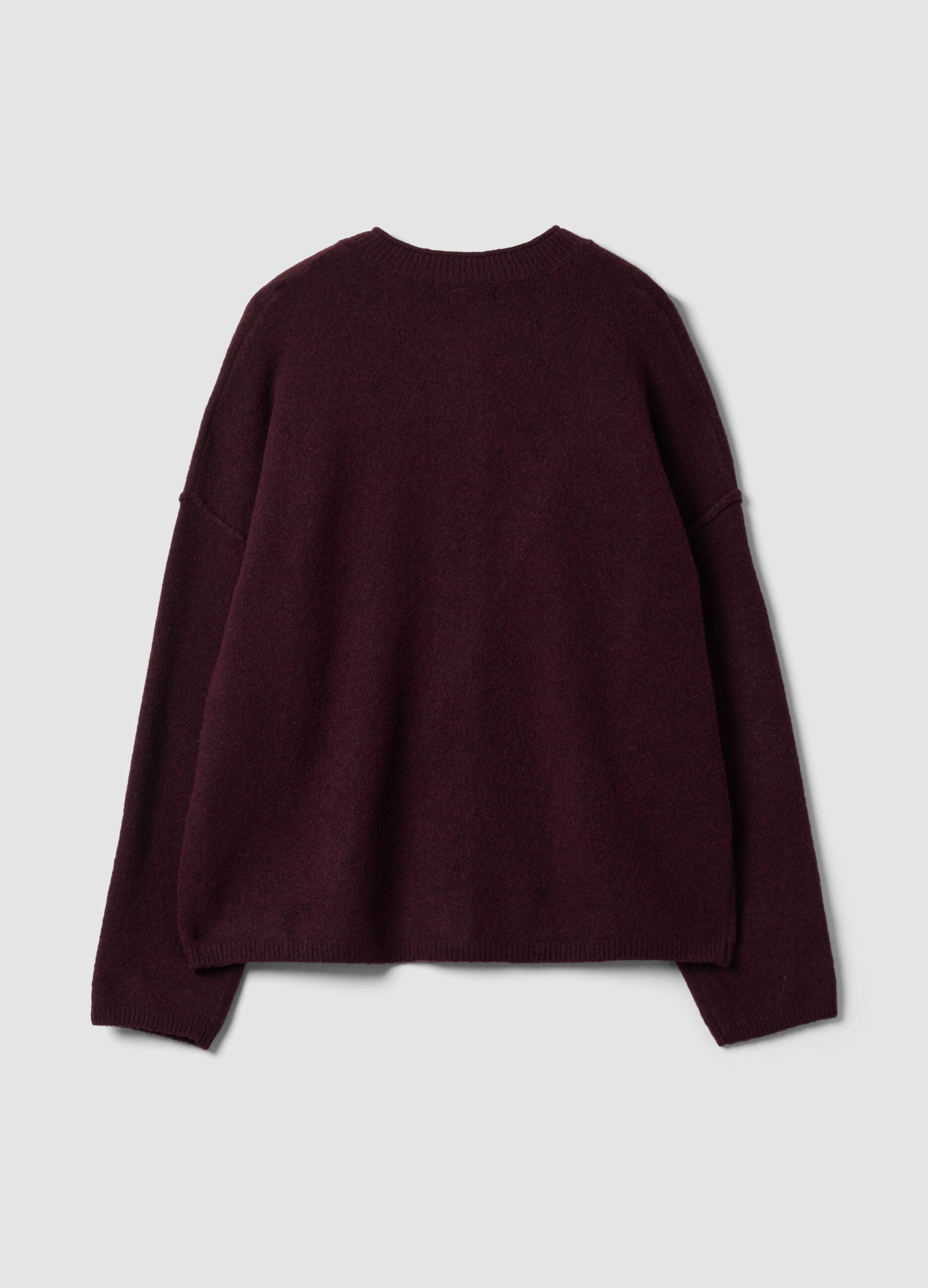 Red stretch-wool oversized cardigan