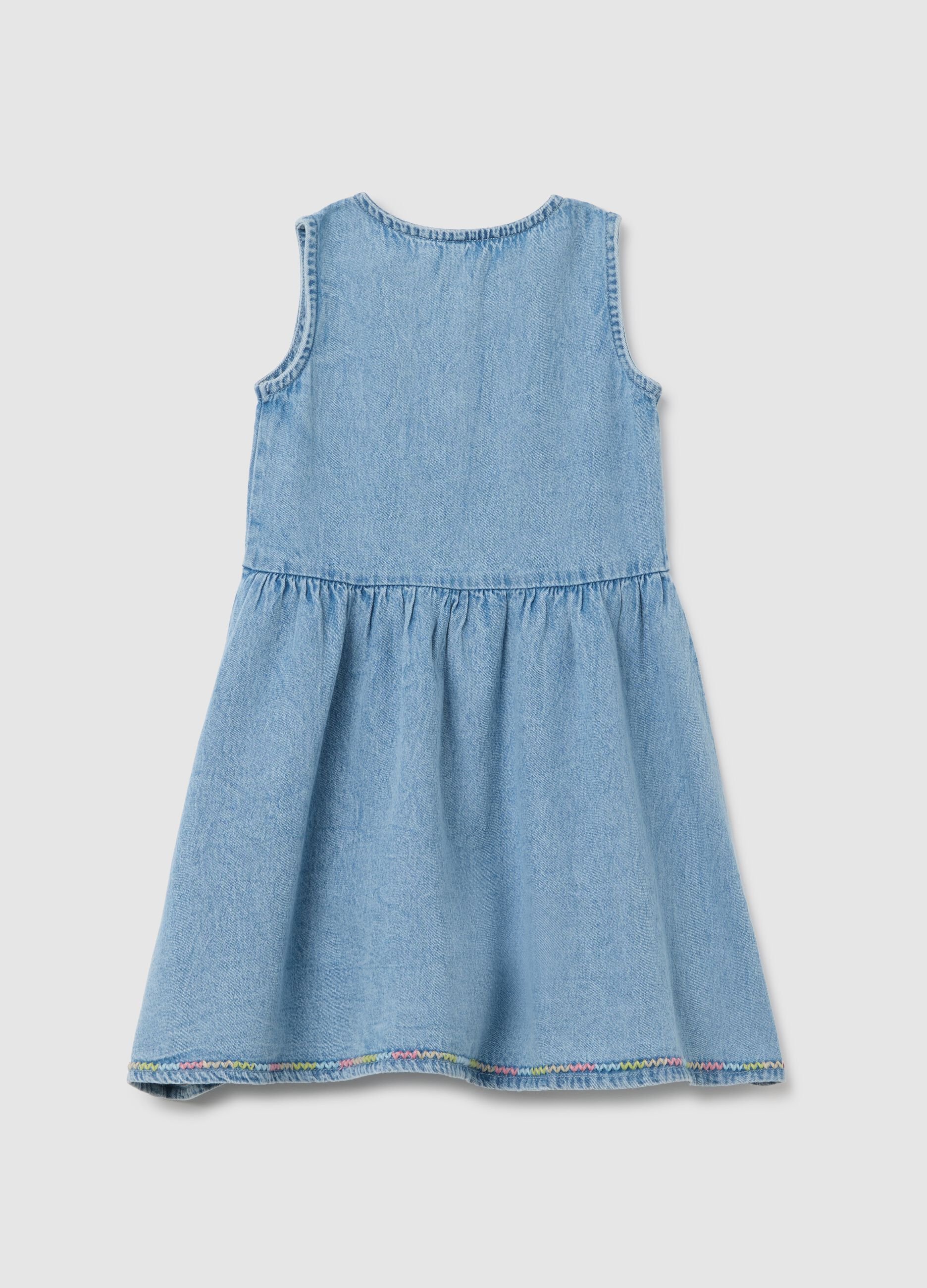 Abito da bambina in puro cotone denim regular fit con dettagli 