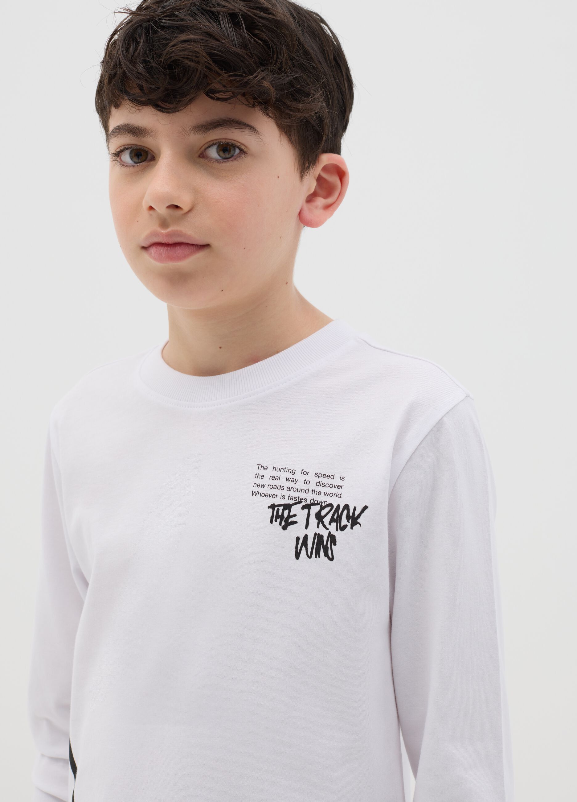 T-shirt maniche lunghe in cotone con stampa 