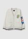 Terry jersey cardigan with V neck and print_0