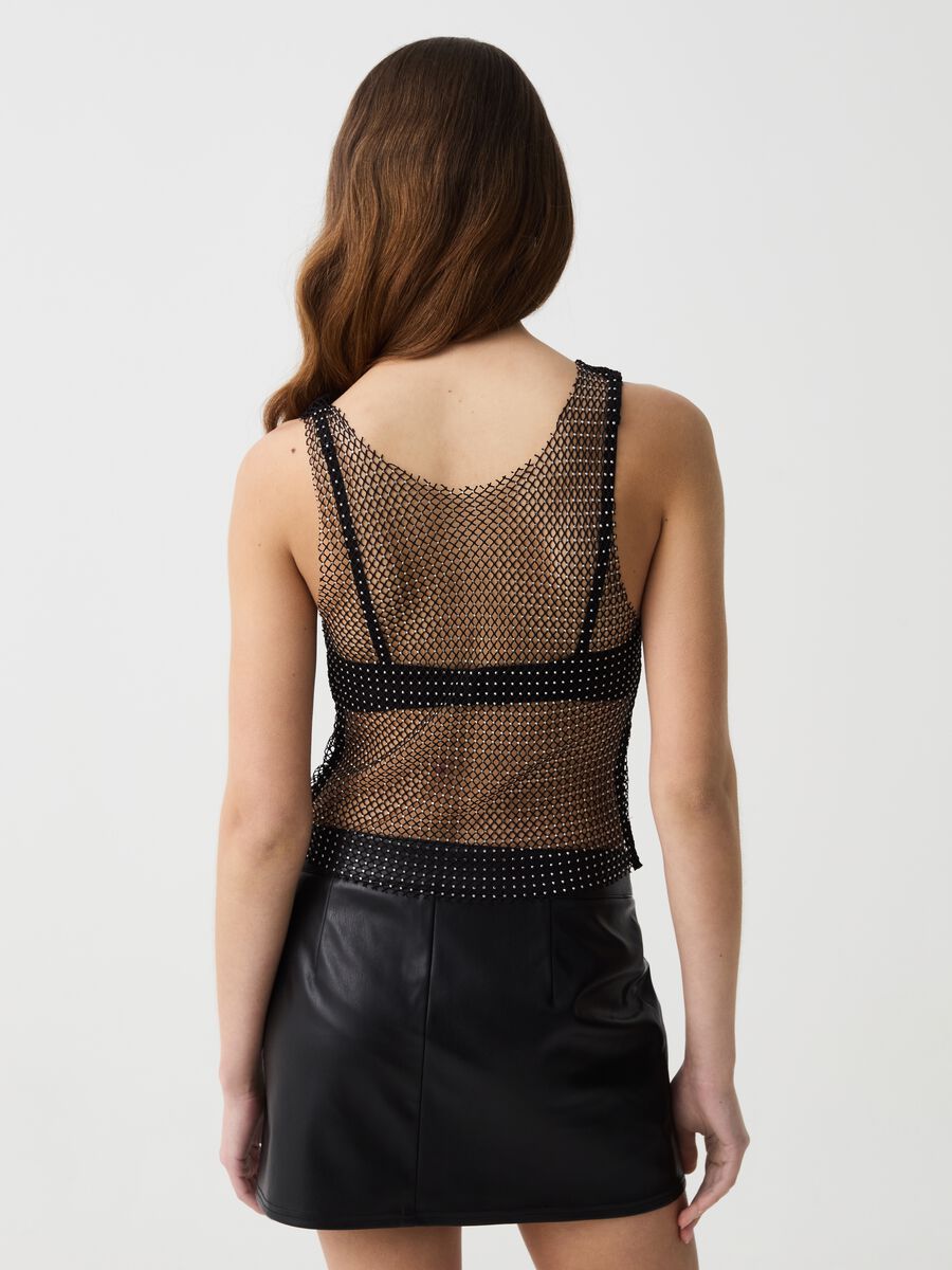 Tank top in mesh a rete con strass_2