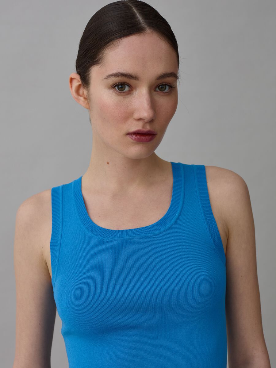 Ribbed tank top with round neckline_1