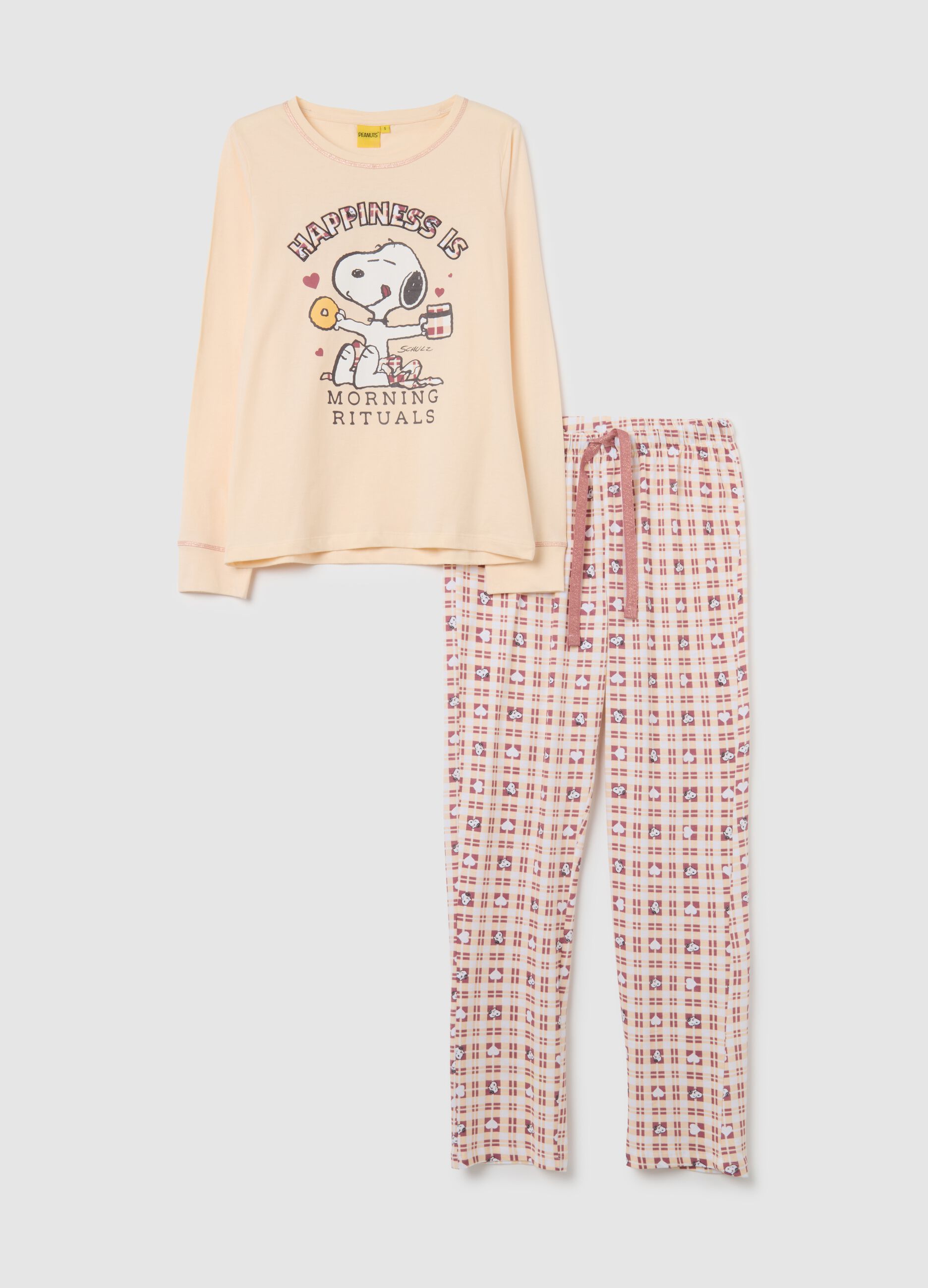 Beige cotton pyjamas with Snoopy