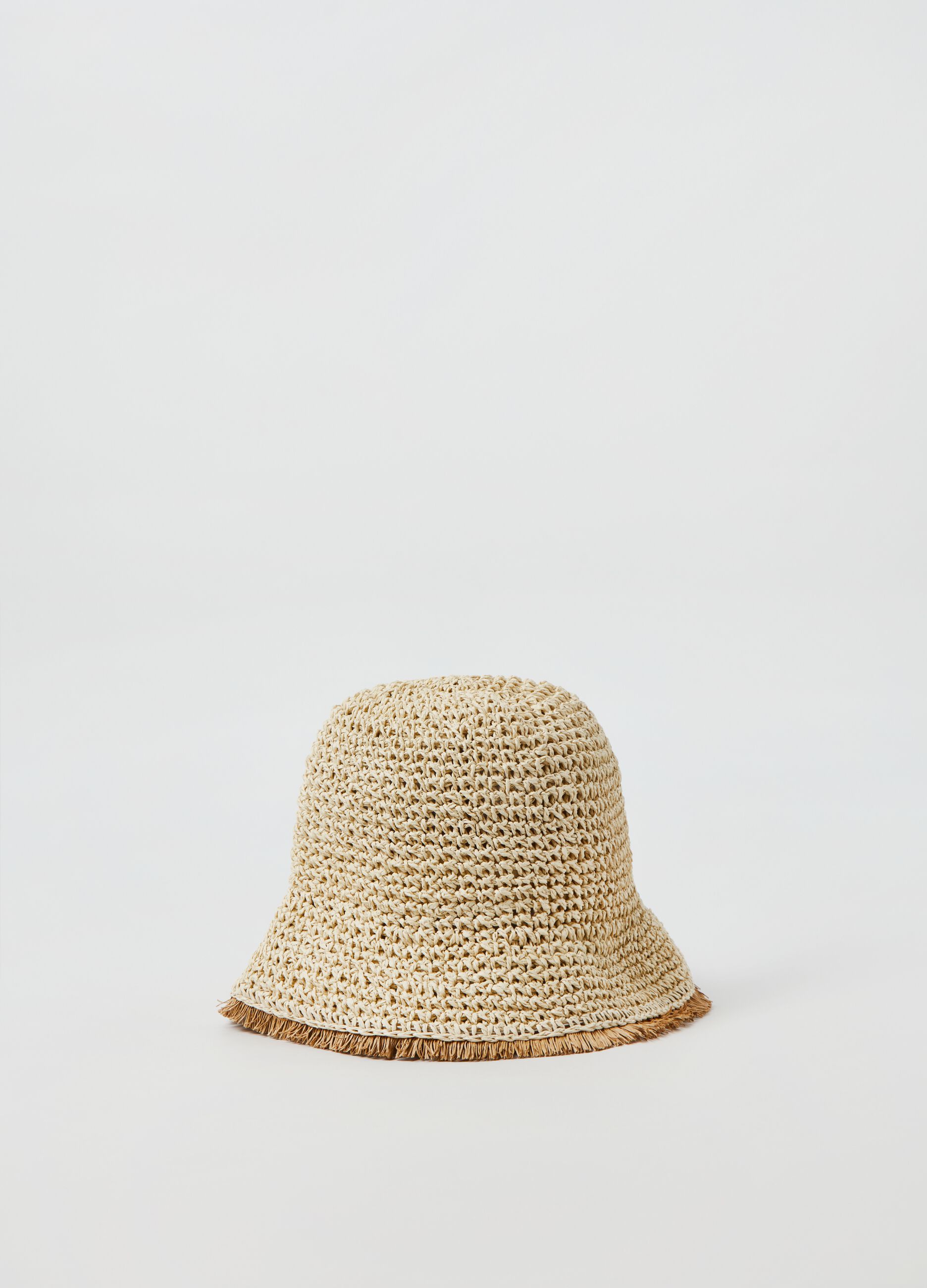 Cloche hat with frayed brim