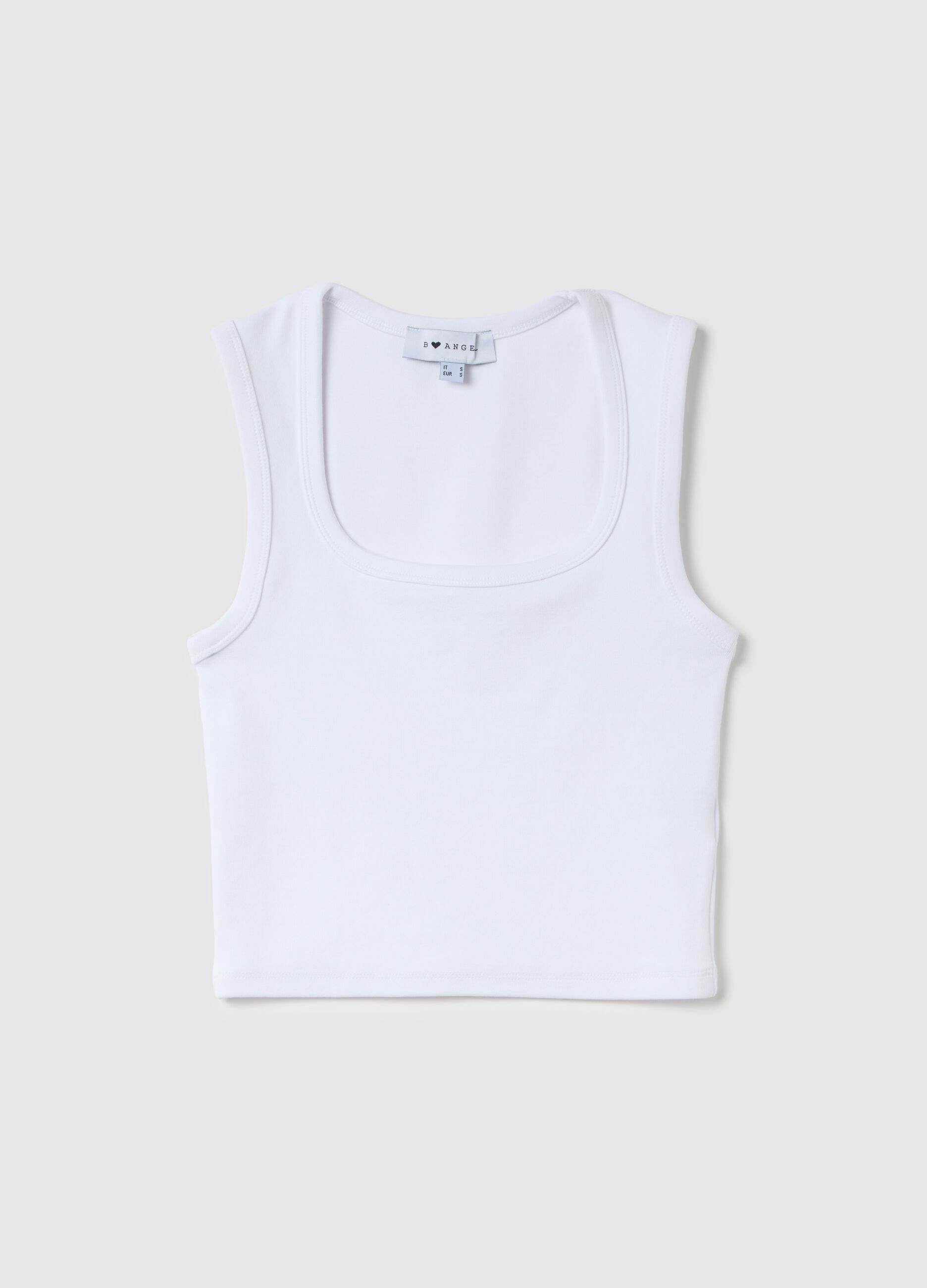 Women’s white fitted vest top in stretch cotton